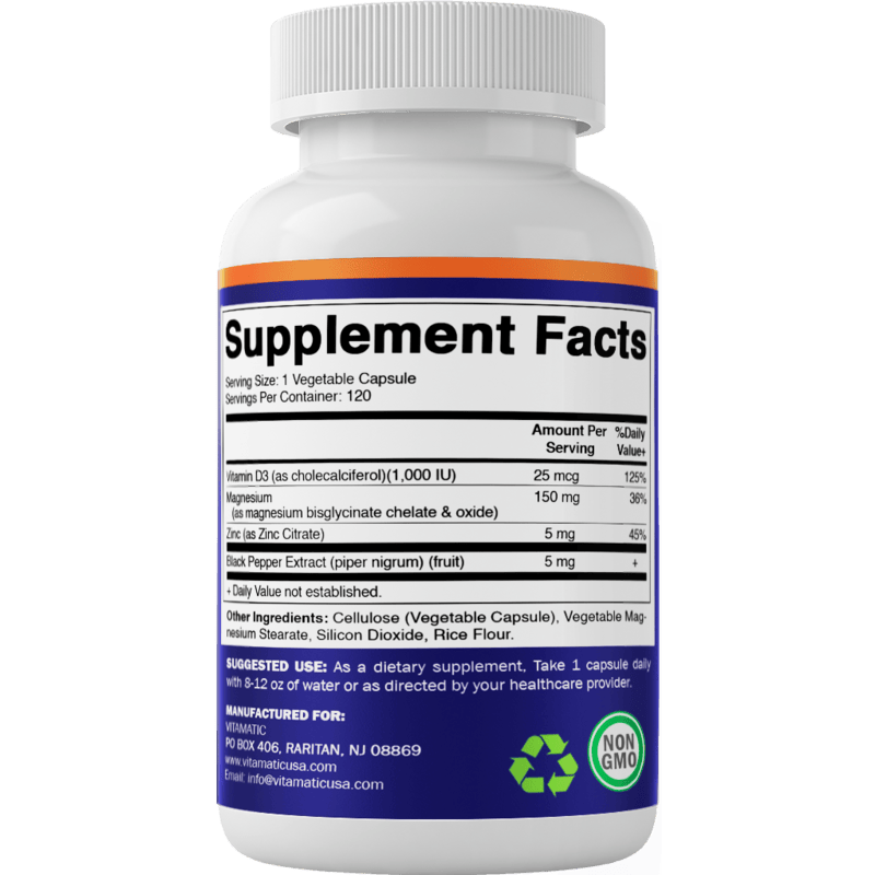 Vitamatic Magnesium Bisglycinate + Vit D3 and Zinc — Vitamatic
