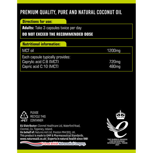 100% MCT Oil Capsules 1200mg — Natures Aid